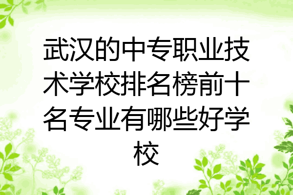 武汉的中专职业技术学校排名榜前十名专业有哪些好学校