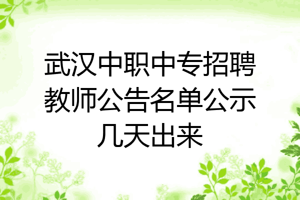 武汉中职中专招聘教师公告名单公示几天出来