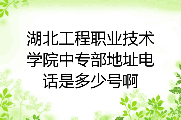 湖北工程职业技术学院中专部地址电话是多少号啊