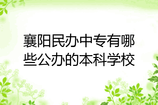 襄阳民办中专有哪些公办的本科学校