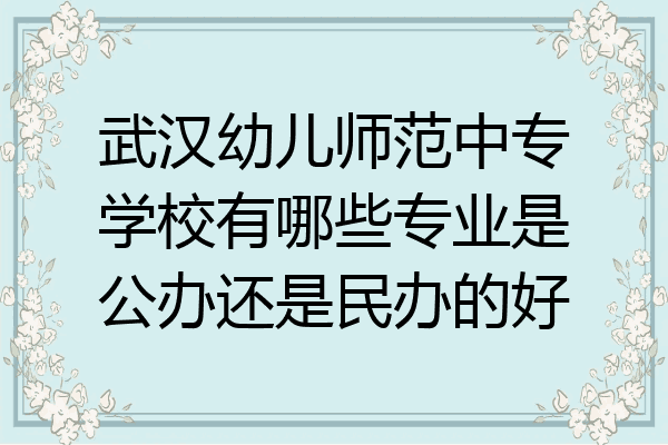 武汉幼儿师范中专学校有哪些专业是公办还是民办的好