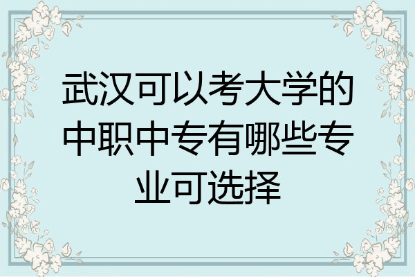 武汉可以考大学的中职中专有哪些专业可选择