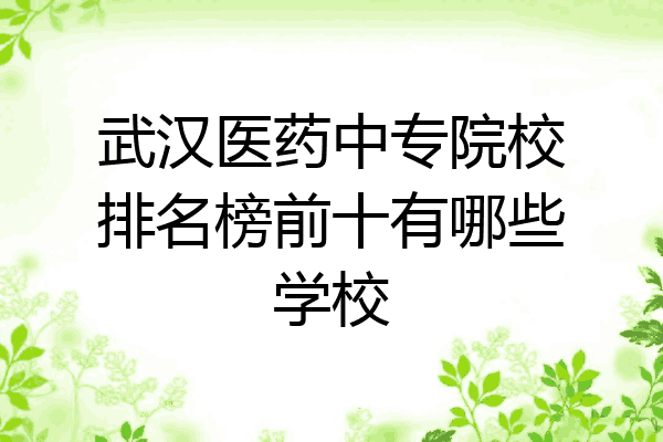武汉医药中专院校排名榜前十有哪些学校