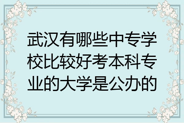 武汉有哪些中专学校比较好考本科专业的大学是公办的