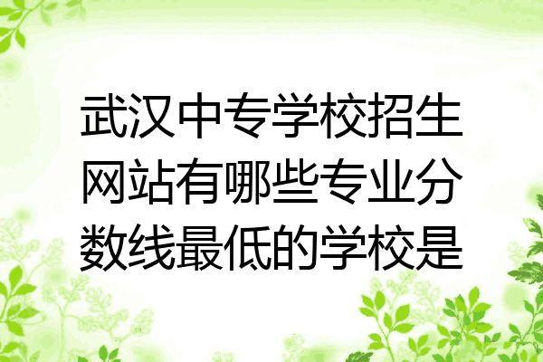 武汉中专学校招生网站有哪些专业分数线最低的学校是
