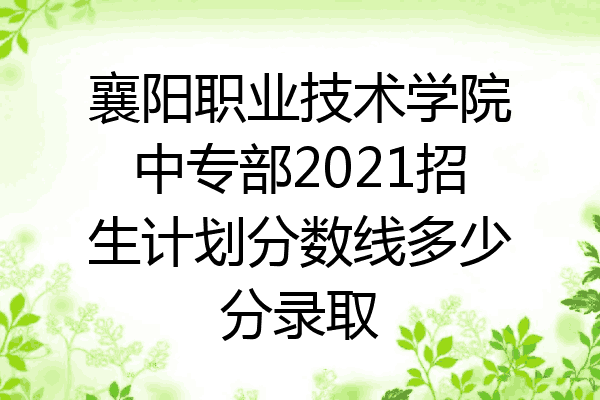 襄阳职业技术学院中专部2021招生计划分数线多少分录取