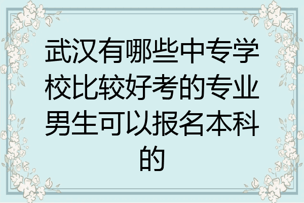 武汉有哪些中专学校比较好考的专业男生可以报名本科的