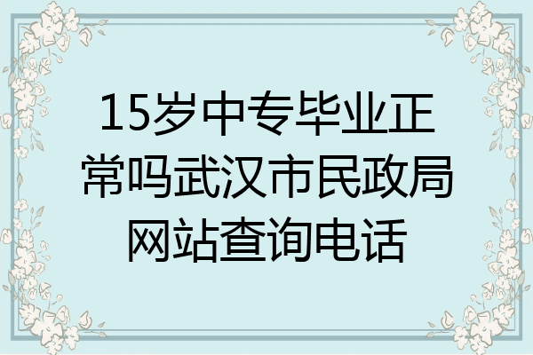 15岁中专毕业正常吗武汉市民政局网站查询电话