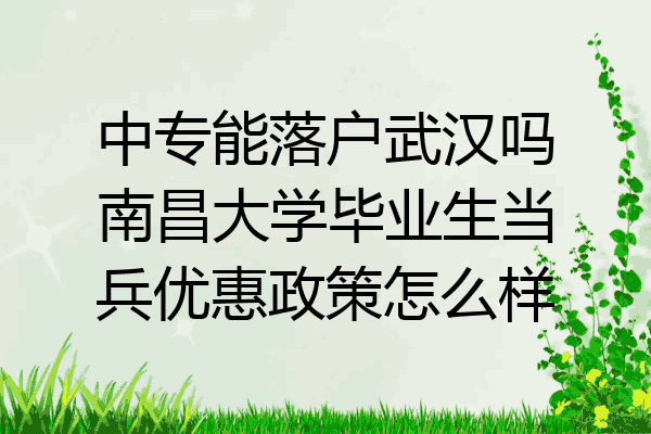 中专能落户武汉吗南昌大学毕业生当兵优惠政策怎么样
