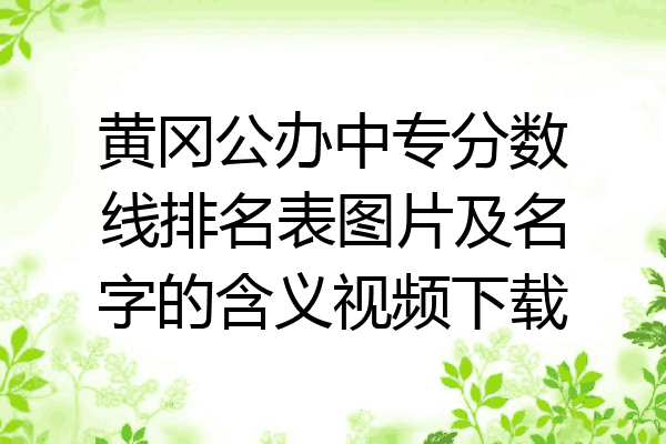黄冈公办中专分数线排名表图片及名字的含义视频下载