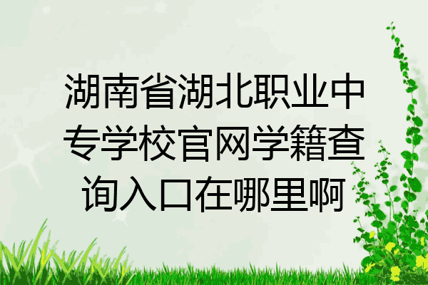 湖南省湖北职业中专学校官网学籍查询入口在哪里啊