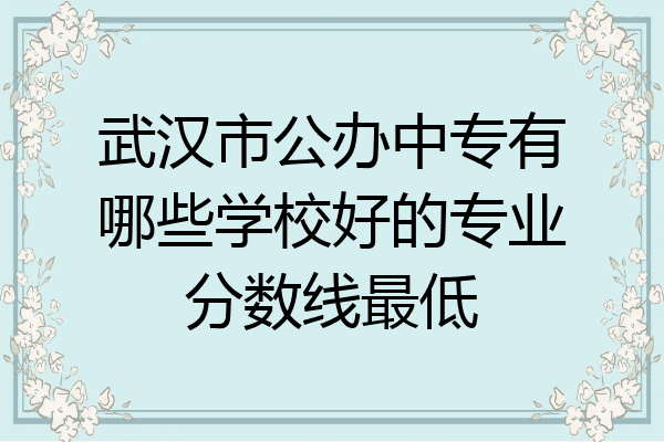 武汉市公办中专有哪些学校好的专业分数线最低
