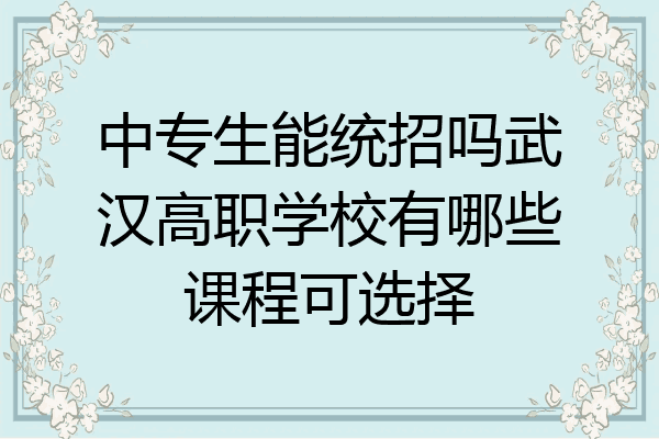 中专生能统招吗武汉高职学校有哪些课程可选择