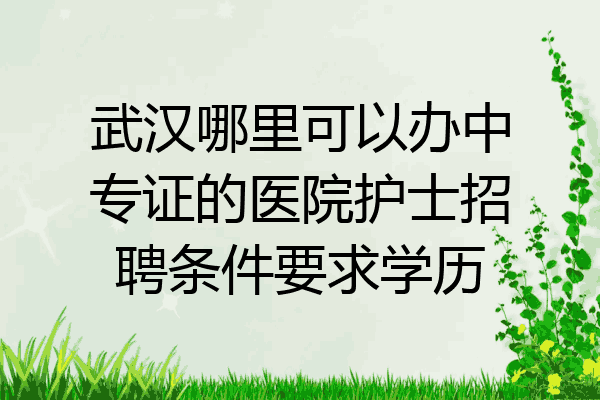 武汉哪里可以办中专证的医院护士招聘条件要求学历