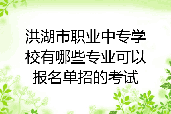 洪湖市职业中专学校有哪些专业可以报名单招的考试