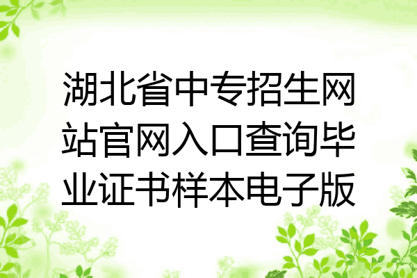 湖北省中专招生网站官网入口查询毕业证书样本电子版