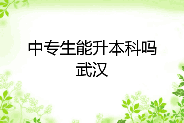 中专生能升本科吗武汉