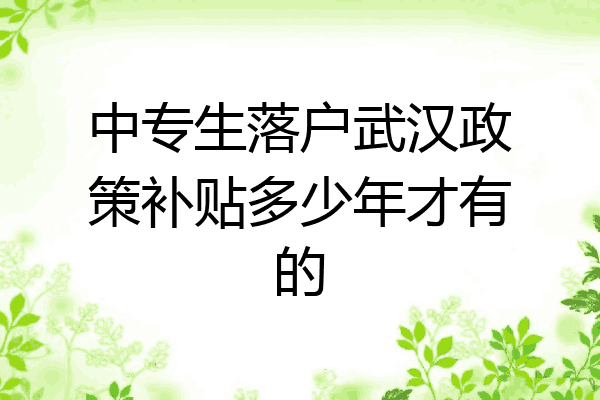 中专生落户武汉政策补贴多少年才有的