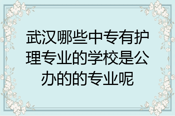 武汉哪些中专有护理专业的学校是公办的的专业呢