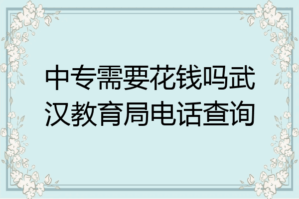中专需要花钱吗武汉教育局电话查询