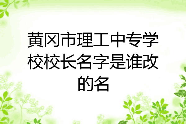 黄冈市理工中专学校校长名字是谁改的名
