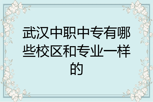 武汉中职中专有哪些校区和专业一样的