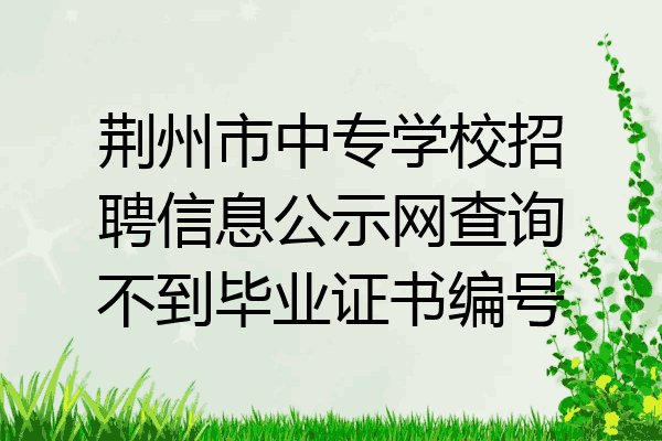 荆州市中专学校招聘信息公示网查询不到毕业证书编号