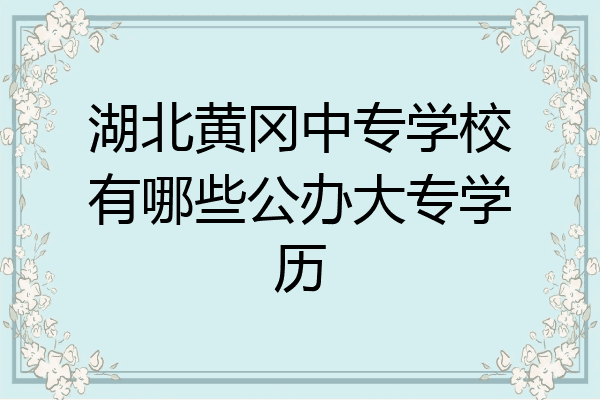 湖北黄冈中专学校有哪些公办大专学历