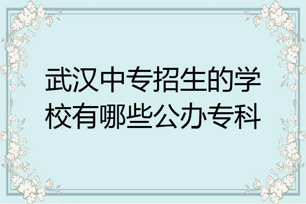武汉中专招生的学校有哪些公办专科