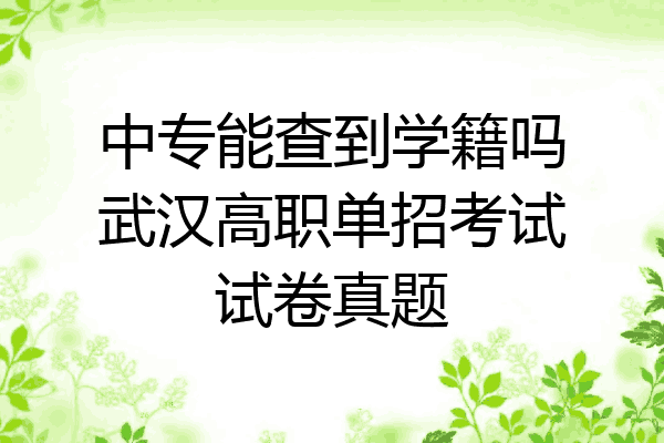 中专能查到学籍吗武汉高职单招考试试卷真题
