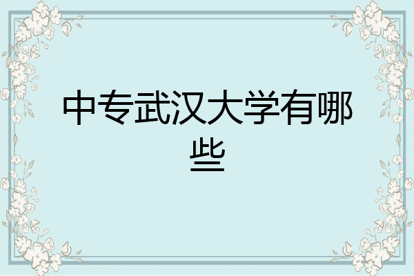 中专武汉大学有哪些