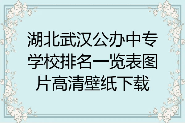 湖北武汉公办中专学校排名一览表图片高清壁纸下载
