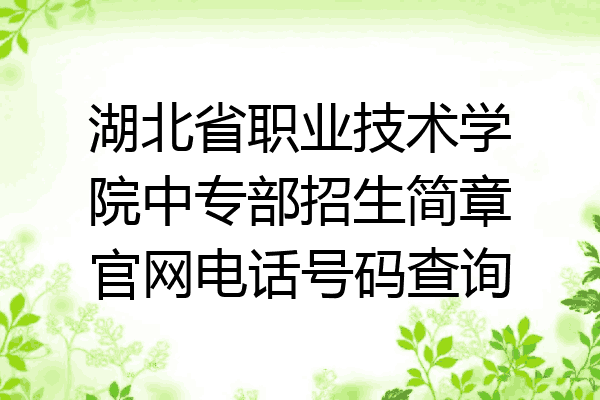 湖北省职业技术学院中专部招生简章官网电话号码查询
