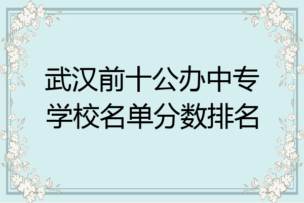 武汉前十公办中专学校名单分数排名