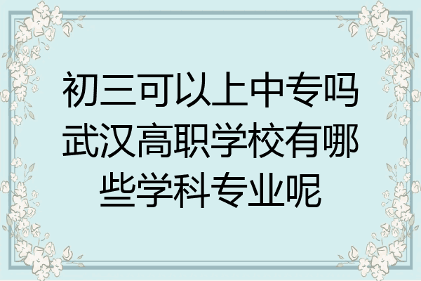 初三可以上中专吗武汉高职学校有哪些学科专业呢
