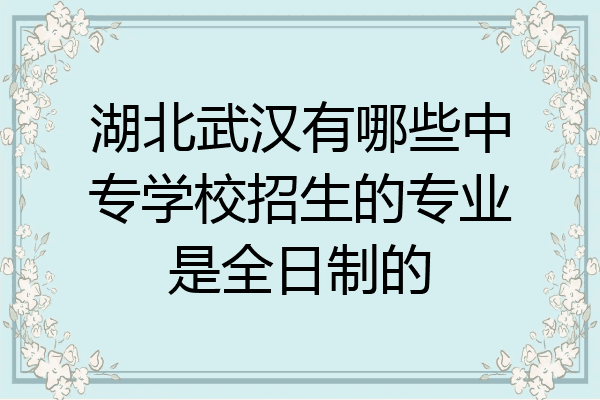 湖北武汉有哪些中专学校招生的专业是全日制的