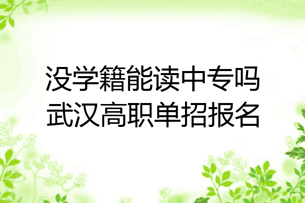 没学籍能读中专吗武汉高职单招报名