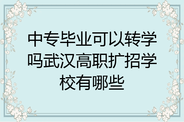 中专毕业可以转学吗武汉高职扩招学校有哪些