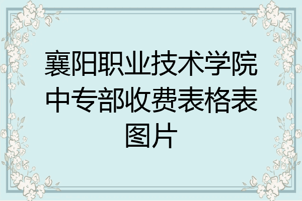 襄阳职业技术学院中专部收费表格表图片
