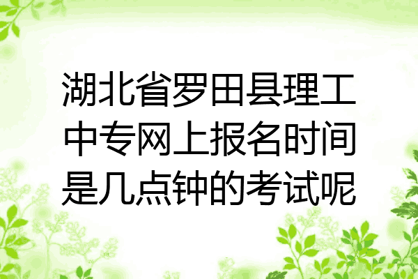 湖北省罗田县理工中专网上报名时间是几点钟的考试呢