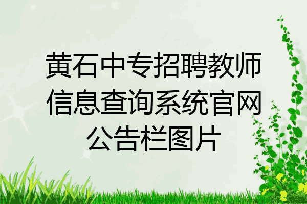 黄石中专招聘教师信息查询系统官网公告栏图片