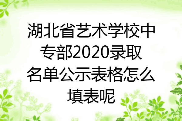 湖北省艺术学校中专部2020录取名单公示表格怎么填表呢