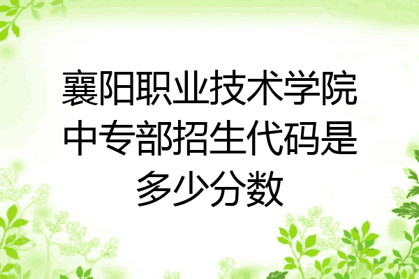 襄阳职业技术学院中专部招生代码是多少分数