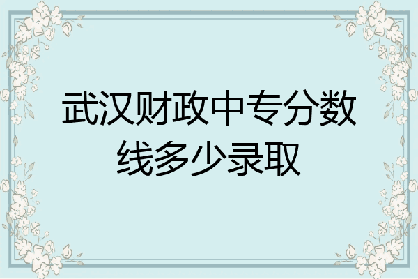 武汉财政中专分数线多少录取