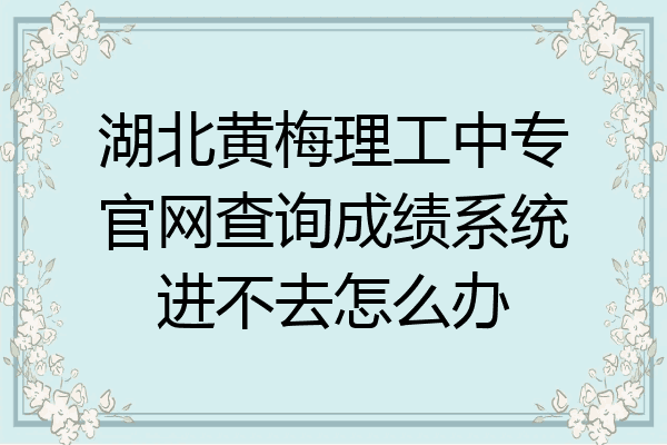 湖北黄梅理工中专官网查询成绩系统进不去怎么办