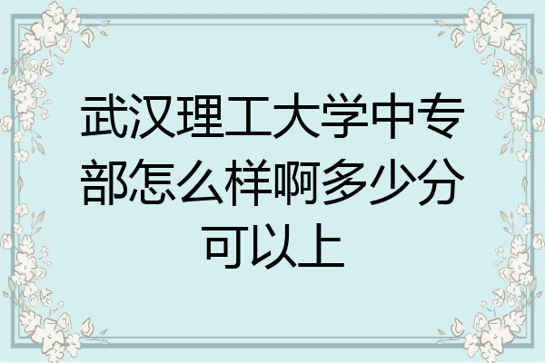 武汉理工大学中专部怎么样啊多少分可以上