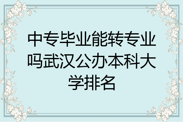 中专毕业能转专业吗武汉公办本科大学排名