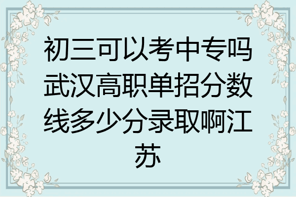 初三可以考中专吗武汉高职单招分数线多少分录取啊江苏