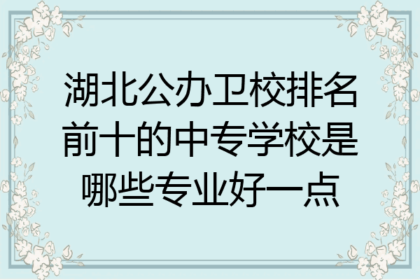 湖北公办卫校排名前十的中专学校是哪些专业好一点