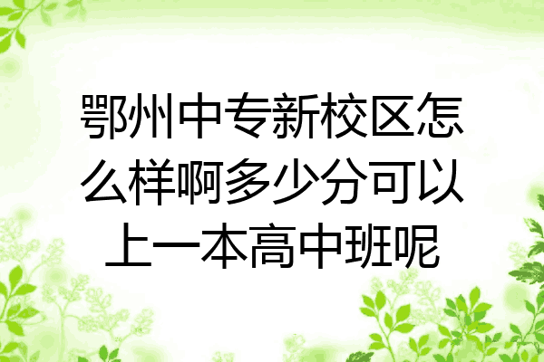 鄂州中专新校区怎么样啊多少分可以上一本高中班呢
